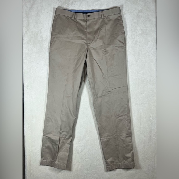 Brooke Brothers Advantage Chino Clark Beige 35W 32L Non-Wrinkle Chino Pants R3 - Picture 1 of 8